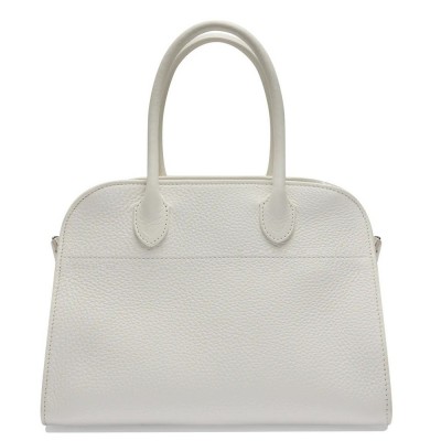 The Row Margaux 10 Top Handle Bag in White Grained Leather