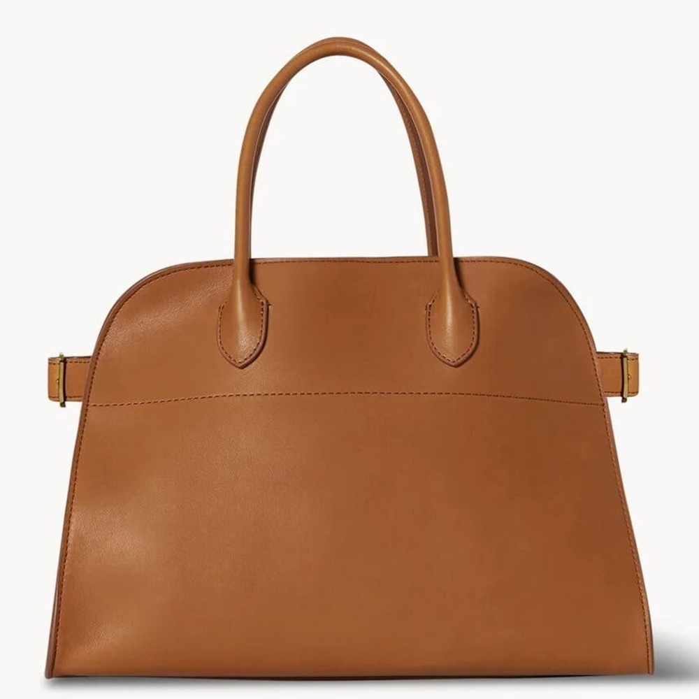 The Row Margaux 12 Top Handle Bag in Brown Leather