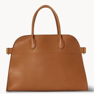 The Row Margaux 12 Top Handle Bag in Brown Leather