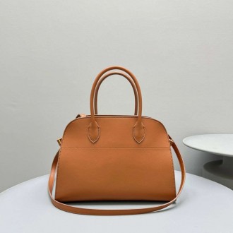 The Row Margaux 12 Top Handle Bag in Brown Leather