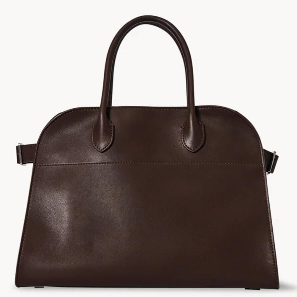 The Row Margaux 12 Top Handle Bag in Chocolate Leather