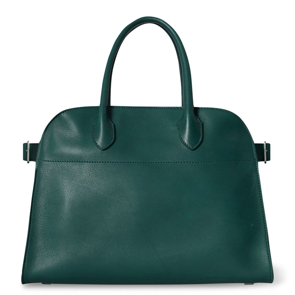 The Row Margaux 12 Top Handle Bag in Green Leather