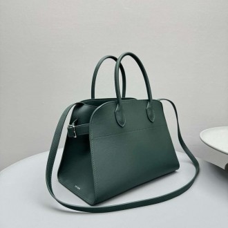 The Row Margaux 12 Top Handle Bag in Green Leather