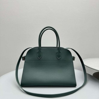 The Row Margaux 12 Top Handle Bag in Green Leather