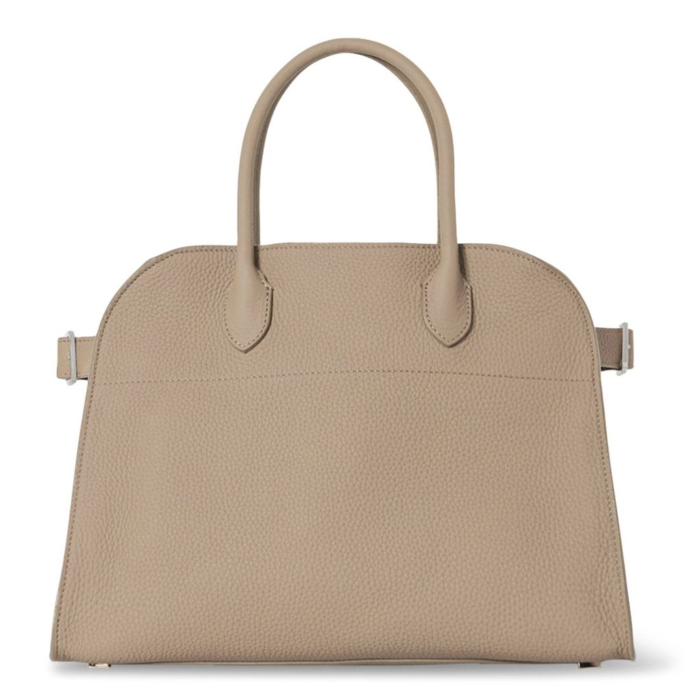 The Row Margaux 12 Top Handle Bag in Sand Grained Leather