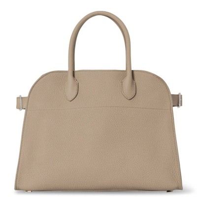 The Row Margaux 12 Top Handle Bag in Sand Grained Leather