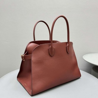 The Row Margaux 15 Top Handle Bag in Brick Leather
