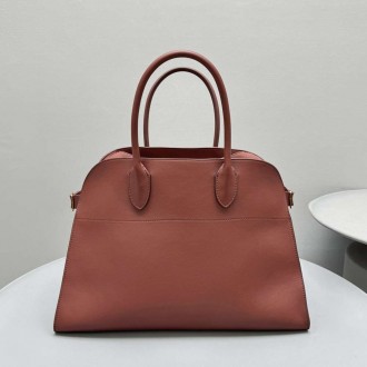 The Row Margaux 15 Top Handle Bag in Brick Leather