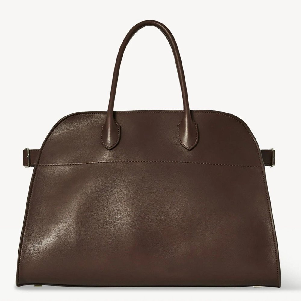 The Row Margaux 15 Top Handle Bag in Chocolate Leather