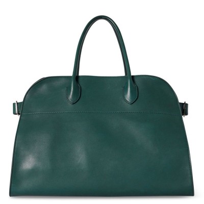 The Row Margaux 15 Top Handle Bag in Green Leather