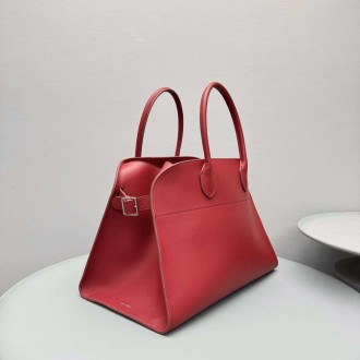 The Row Margaux 15 Top Handle Bag in Red Leather