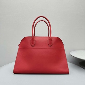 The Row Margaux 15 Top Handle Bag in Red Leather