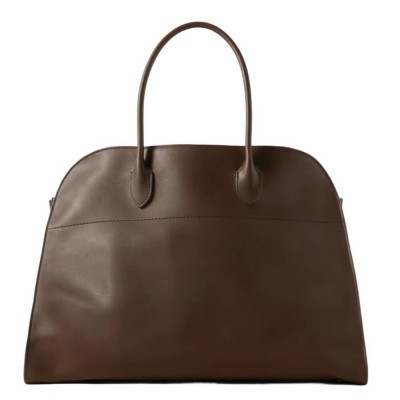 The Row Margaux 17 Top Handle Bag in Chocolate Leather