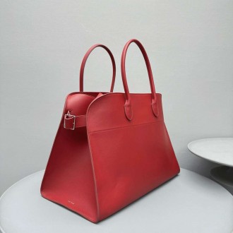The Row Margaux 17 Top Handle Bag in Red Leather