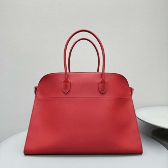 The Row Margaux 17 Top Handle Bag in Red Leather