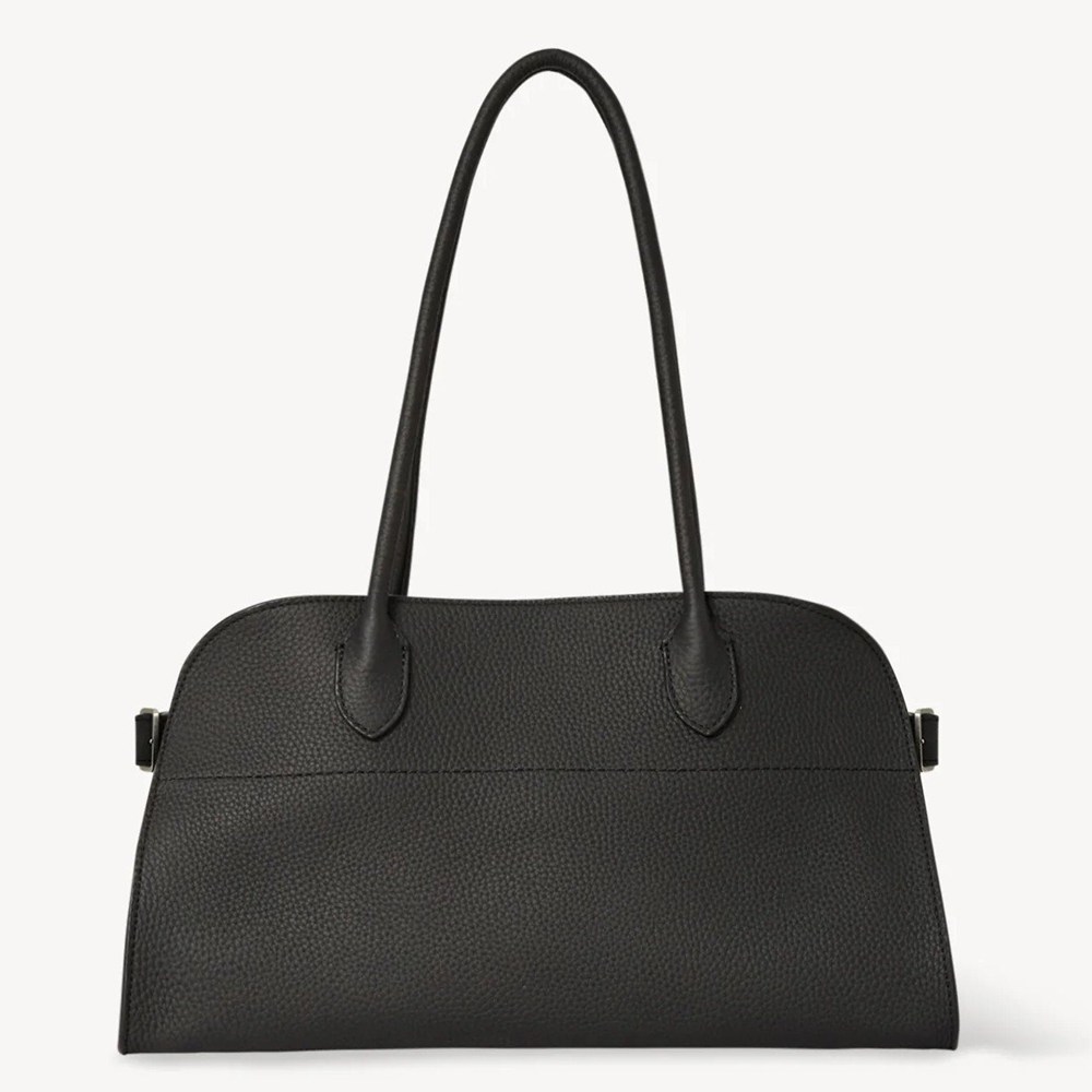 The Row Margaux Shoulder 12 Bag in Black Grained Leather