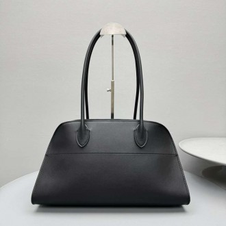 The Row Margaux Shoulder 12 Bag in Black Leather