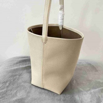 The Row Medium N/S Park Tote in Ivory Grained Leather