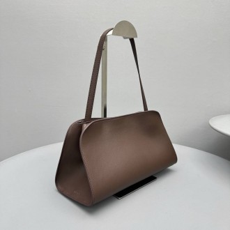 The Row Peggy Clutch in Dark Brown Calfskin