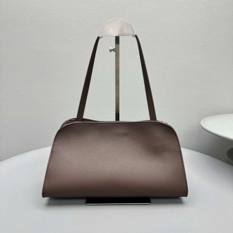 The Row Peggy Clutch in Dark Brown Calfskin