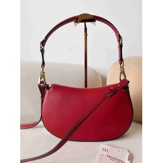 Valentino Garavani Ohval Small Shoulder Bag in Red Calfskin