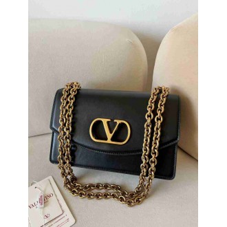 Valentino Garavani Vain Shoulder Bag in Black Calfskin