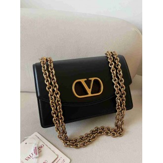 Valentino Garavani Vain Shoulder Bag in Black Calfskin