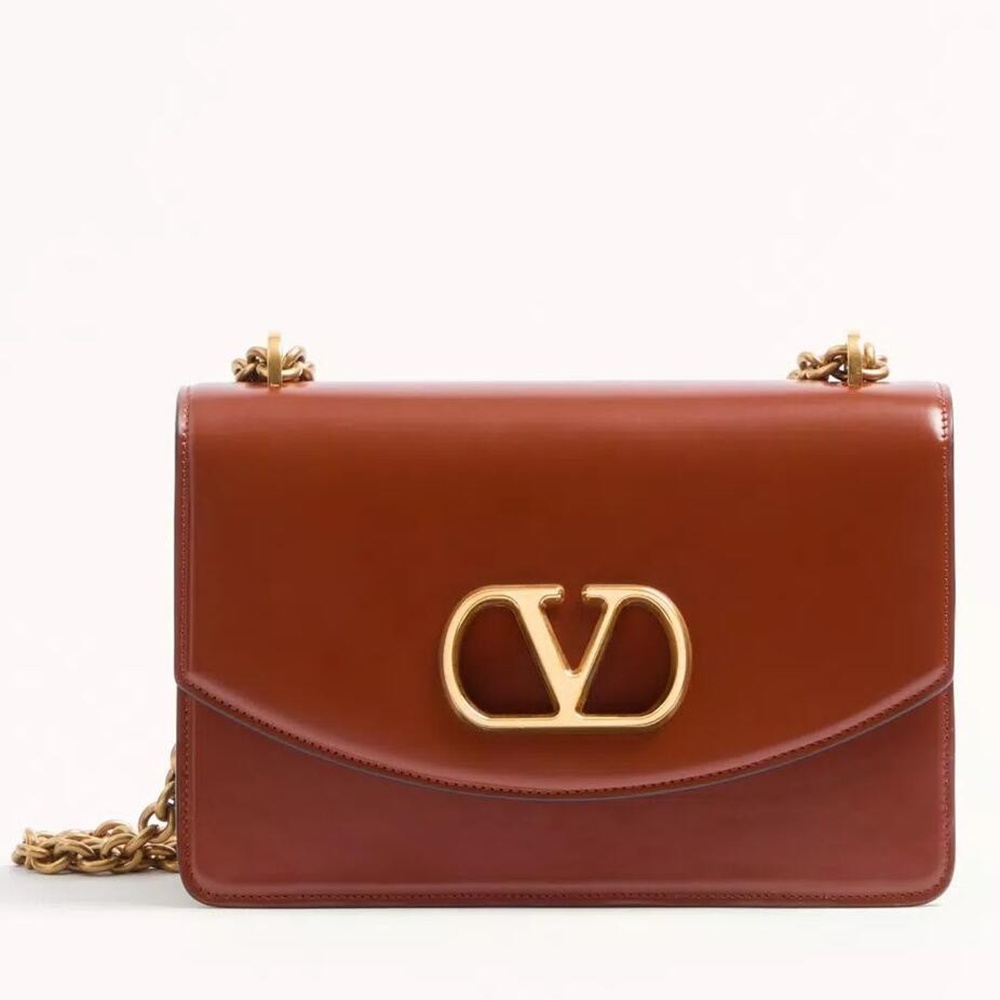 Valentino Garavani Vain Shoulder Bag in Caramel Calfskin