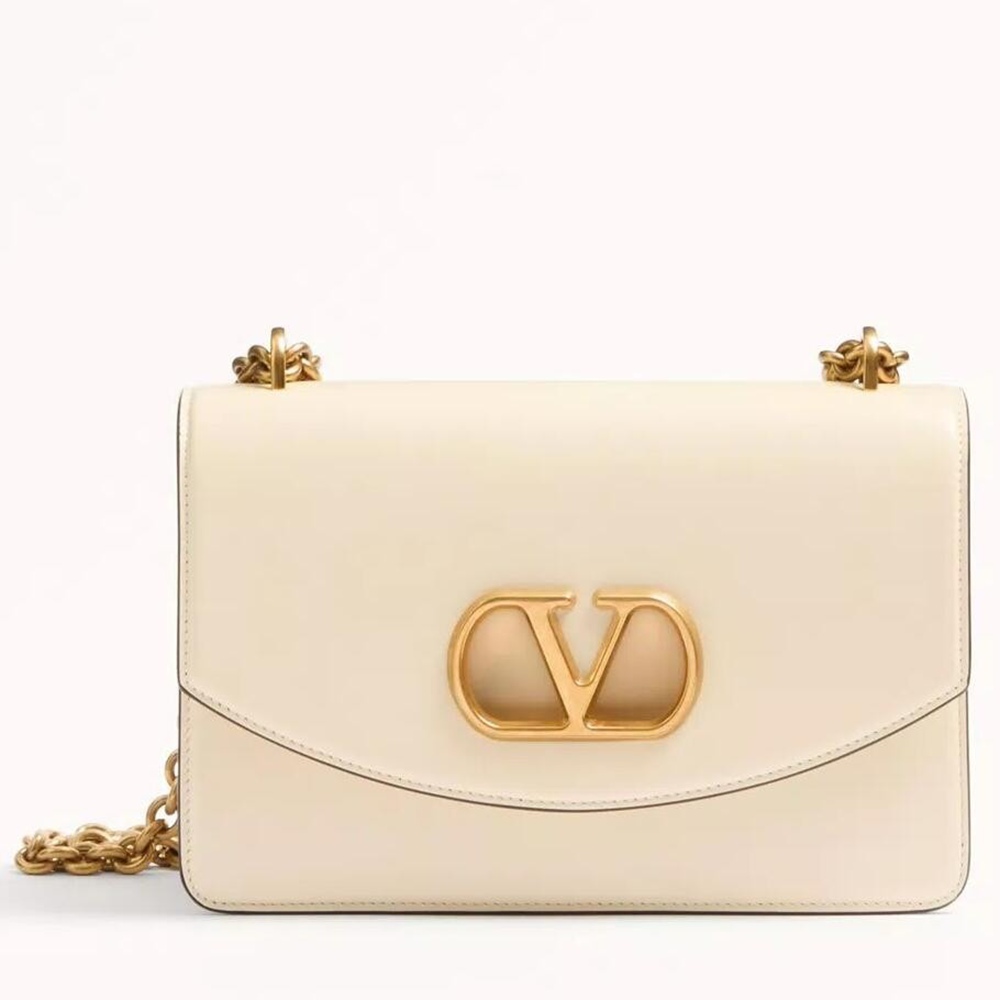 Valentino Garavani Vain Shoulder Bag in White Calfskin