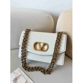Valentino Garavani Vain Shoulder Bag in White Calfskin