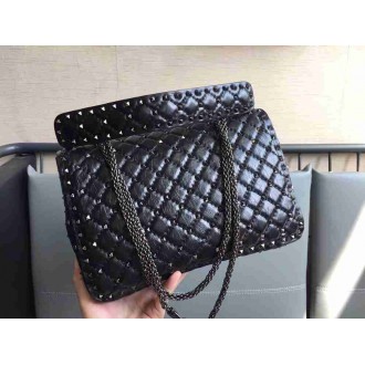 Valentino Large Crinkled Lambskin Rockstud Spike Shoulder Bag