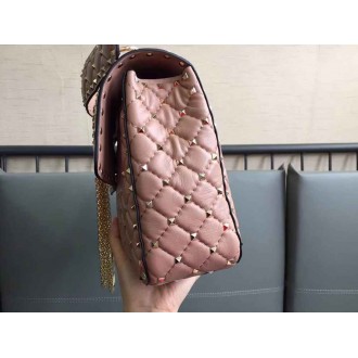 Valentino Large Rockstud Spike Bag In Poudre Nappa Leather