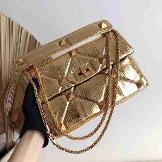 Valentino Large Roman Stud Chain Bag In Elaphe Skin