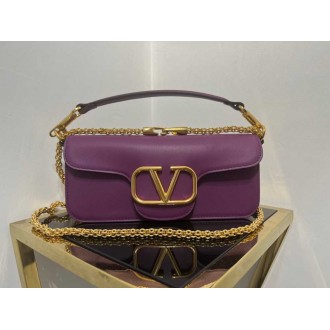 Valentino Loco Large Shoulder Bag In Purple Calfskin