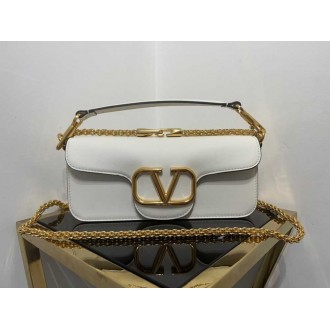 Valentino Loco Large Shoulder Bag In White Calfskin