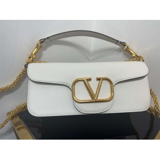 Valentino Loco Large Shoulder Bag In White Calfskin