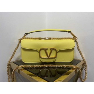 Valentino Loco Large Shoulder Bag In Yellow Calfskin