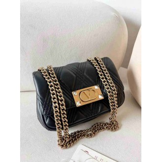 Valentino Quiltie 67 Small Shoulder Bag in Black Leather