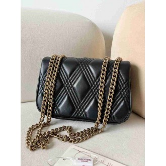 Valentino Quiltie 67 Small Shoulder Bag in Black Leather