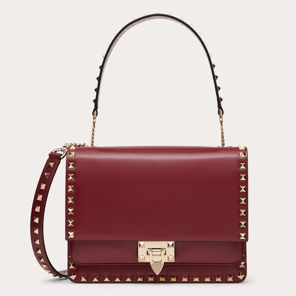 Valentino Rockstud Crossbody Bag In Red Calfskin