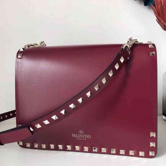 Valentino Rockstud Crossbody Bag In Red Calfskin