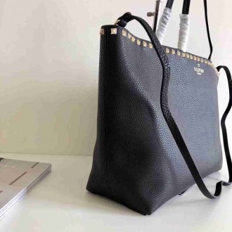 Valentino Rockstud Large Shopping Bag In Black Leather