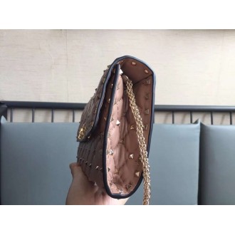 Valentino Rockstud Spike Crossbody Clutch In Poudre Lambskin