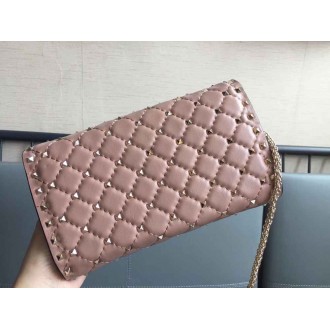 Valentino Rockstud Spike Crossbody Clutch In Poudre Lambskin