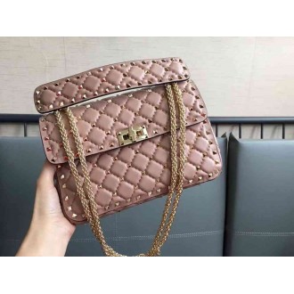 Valentino Rockstud Spike Medium Bag In Poudre Nappa Leather