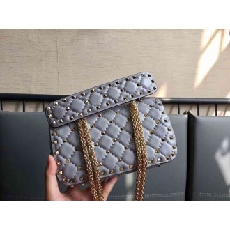 Valentino Rockstud Spike Small Bag In Pale Blue Lambskin