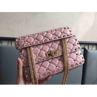 Valentino Rockstud Spike Small Bag In Poudre Lambskin
