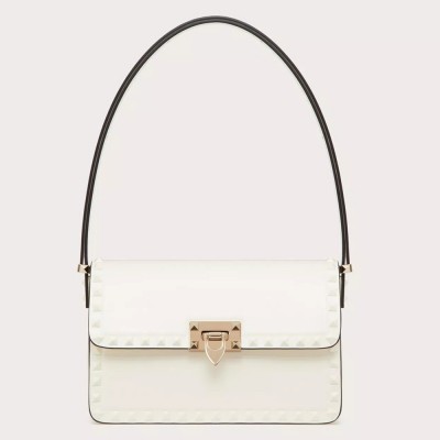 Valentino Rockstud23 Shoulder Bag in White Calfskin