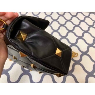 Valentino Roman Stud Chain Bag In Black Lambskin