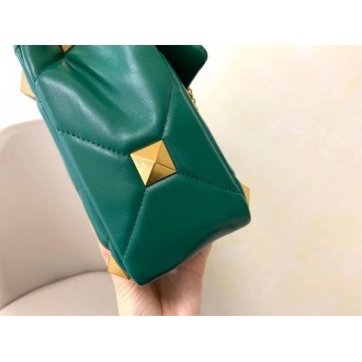 Valentino Roman Stud Chain Bag In Green Lambskin